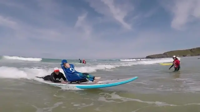 disabled girl surfing