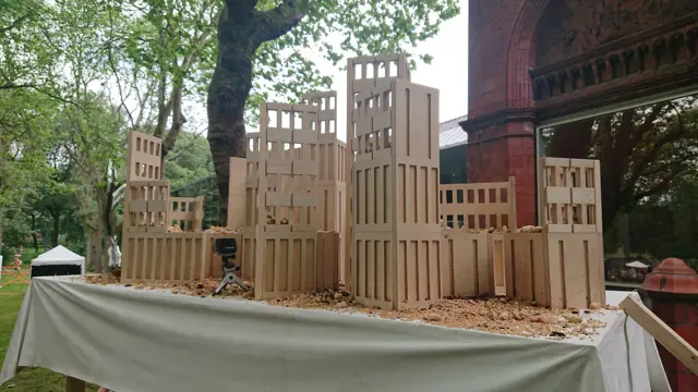 A large replica of the Arndale Centre