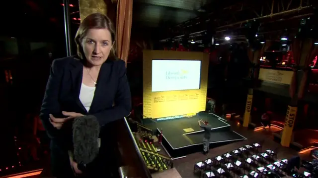 BBC political correspondent Jessica Parker waits for the result at the Lib Dem event