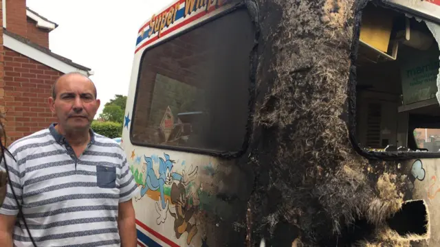 Fire damaged ice cream van