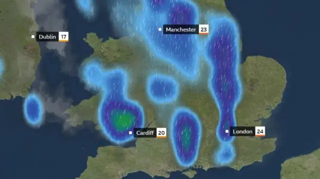 Map of thunderstorm