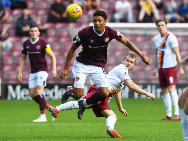 Sean Clare in action for Hearts against Stenhousemuir