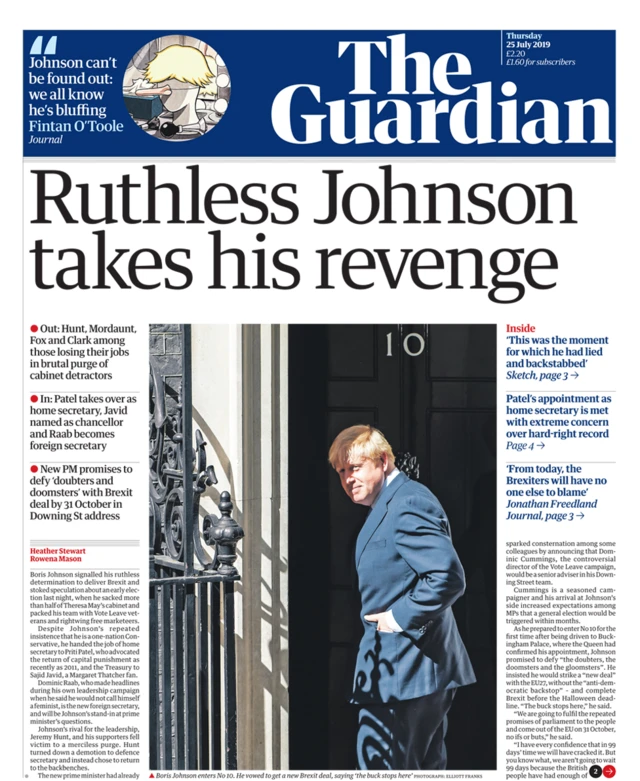 Guardian front page 25/07/19