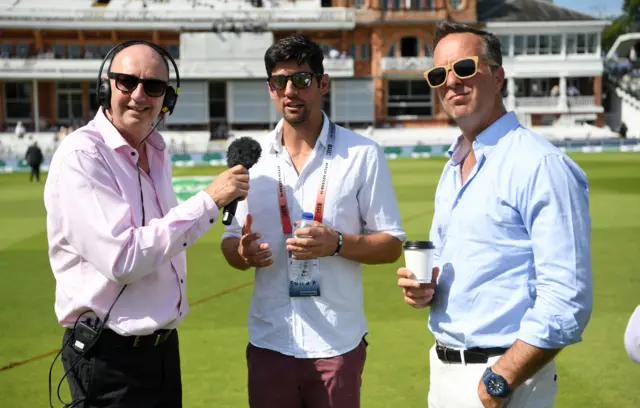 Jonathan Agnew, Alastair Cook and Michael Vaughan