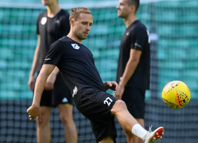 Sander Puri training with his team-mates at Celtic Park last night