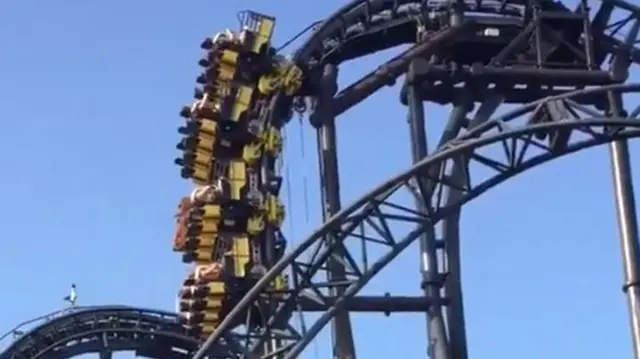 Smiler ride stuck on track