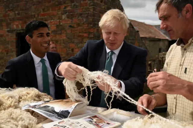 Rishi Sunak (left) with Boris Johnson during the leadership contest