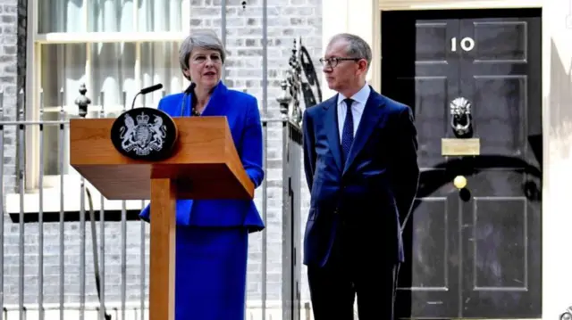 Theresa May gives a speech outside Downing Street