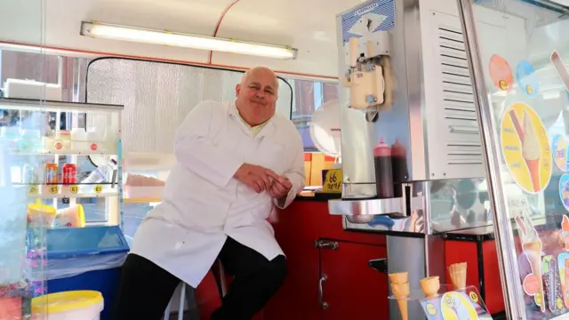 Joe Lewis in his ice cream van