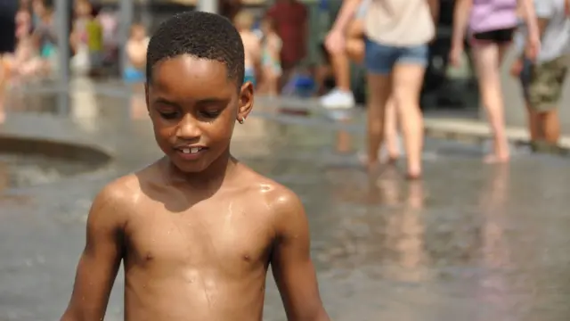 Bristol kids in the fountains in summer