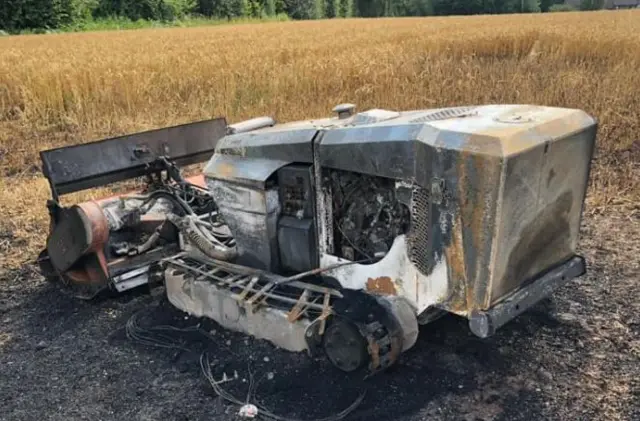 Burnt tractor