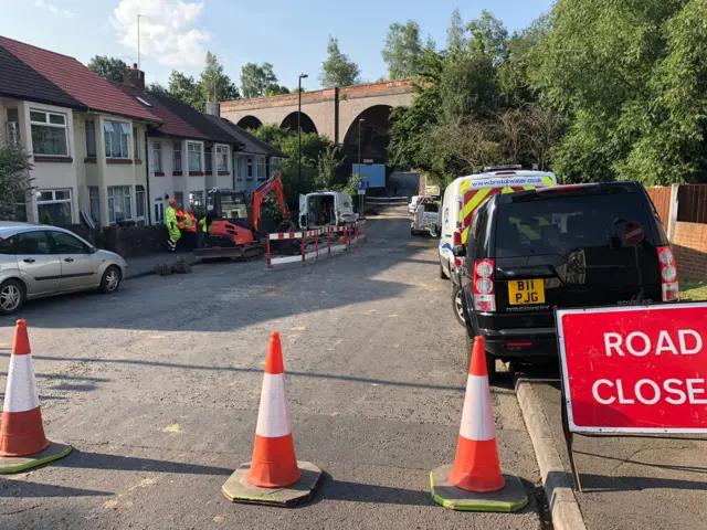 Road closed due to burst water main