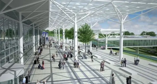 An artist's impression of the proposed new forecourt at Bristol Airport