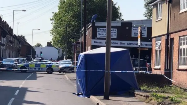 Police tent at scene