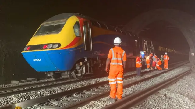 A train in a tunnel