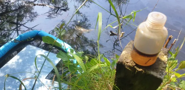 Spillage being contained at Shipley Country Park