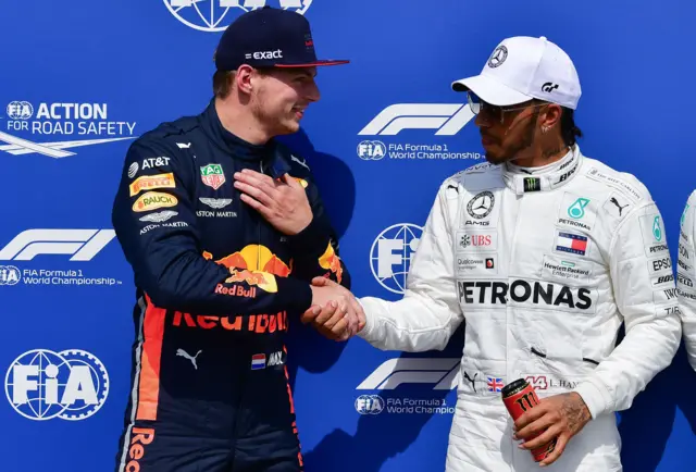 Max Verstappen and Lewis Hamilton