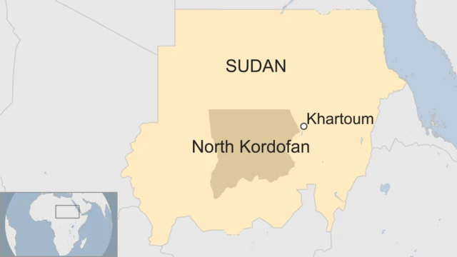 A map showing the location of North Kordofan in Sudan.