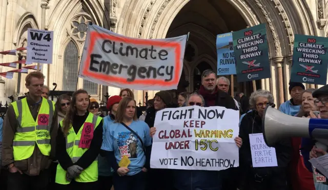 Protesters outside court