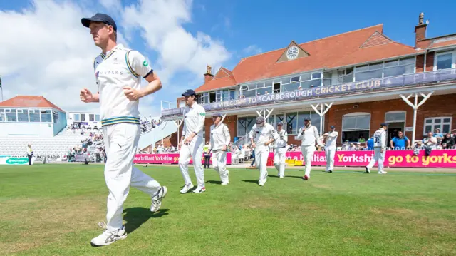 Yorkshire take the field at Scarborough