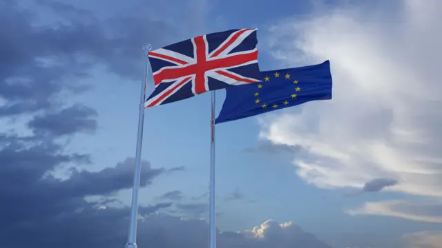 Union flag and EU flag