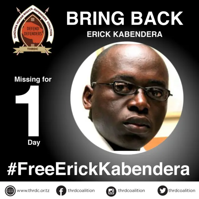 #FreeErickKabendera poster from Tanzania Human Rights Defenders Coalition (THRDC)