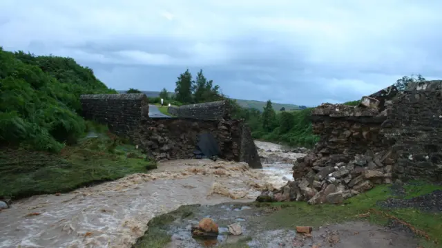 The damaged bridge