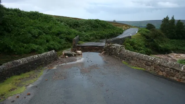 The damaged bridge