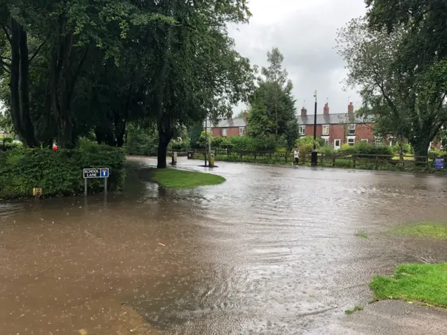 Flooded lane in Poynton