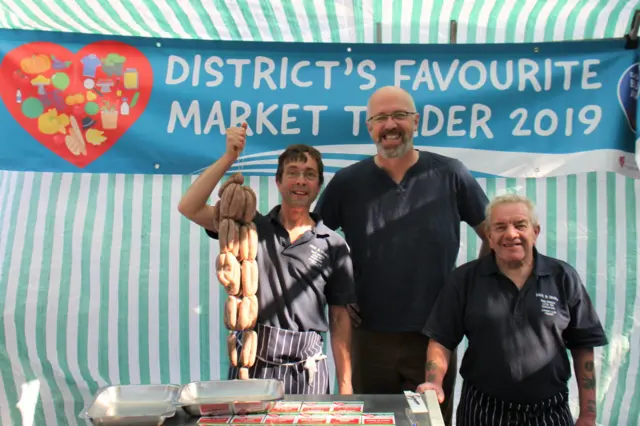 Councillor Craig Leyland, meets Mick and Mark at their Horncastle Market Stall.