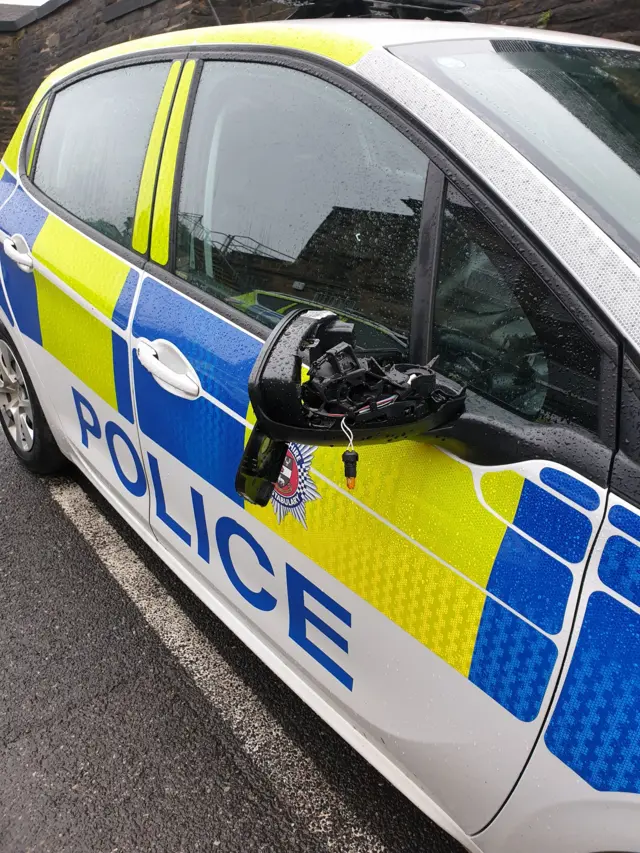 Damaged police car