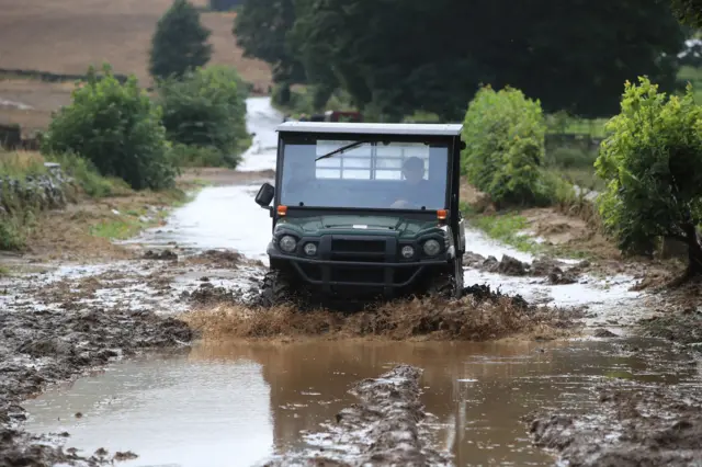 Flooded road in North Yorkshire