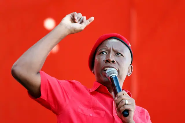 Opposition party Economic Freedom Fighters (EFF) leader Julius Malema speaks during EFF final election rally at Orlando Stadium in Soweto on 5 May 2019, ahead of general elections.