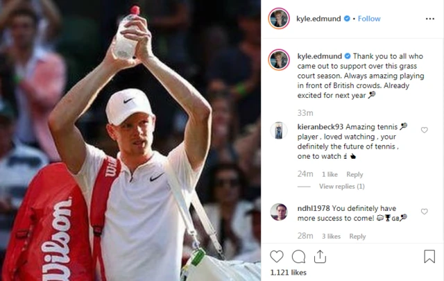 Kyle Edmund on Instagram: Thank you to all who came out to support over this grass court season. Always amazing playing in front of British crowds. Already excited for next year