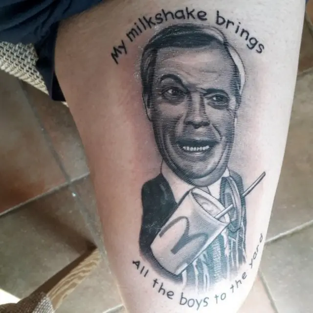 Nigel Farage milkshake tattoo