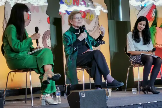 Mary Robinson and Tessa Khan in conversation at Interdependence 2019