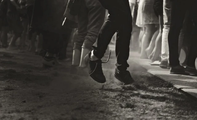 A scene from an ANU performance in the street.
