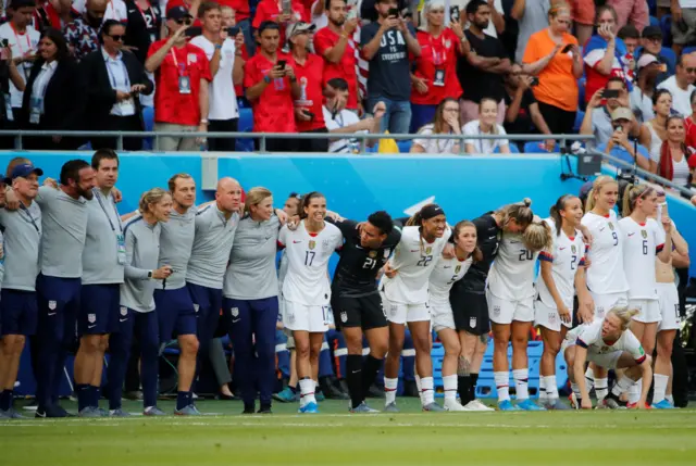 USA players on touchline