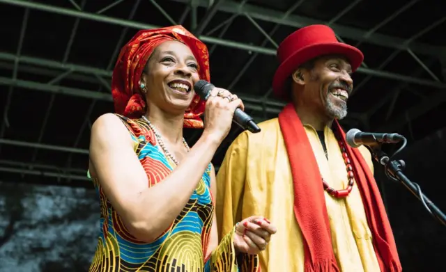 Artists on stage at AfroJam, part of Festival In My House