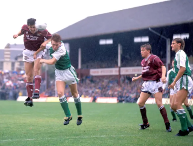 Husref Musemic scores against Hibs at Tynecastle