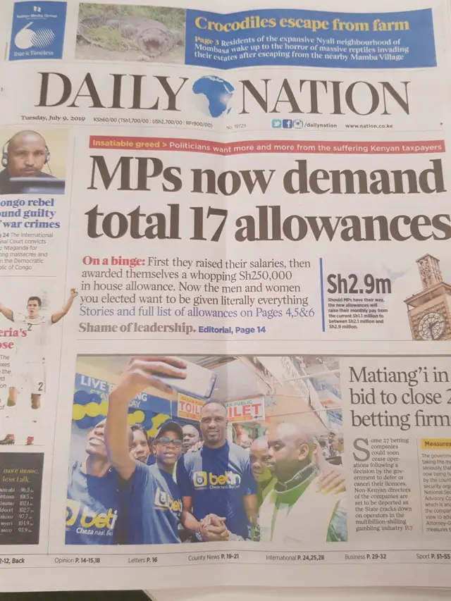 Daily Nation front page