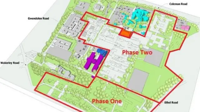 Map of plans to sell majority of Leicester General Hospital