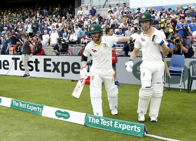 David Warner and Cameron Bancroft of Australia