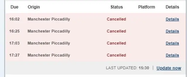 Delayed train services