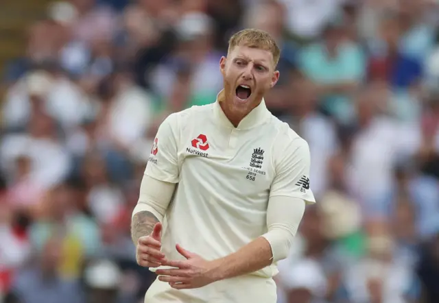Ben Stokes reacts