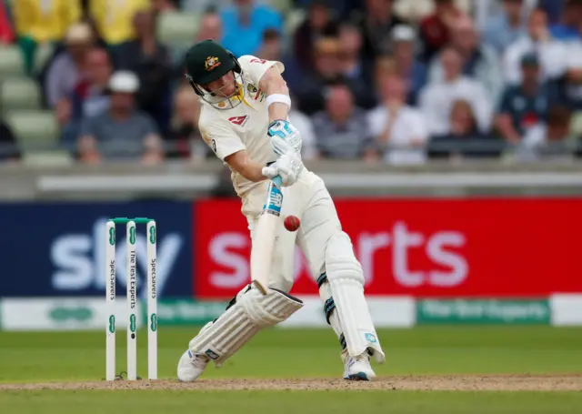 Steve Smith hits a six