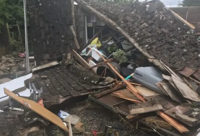 Destroyed garage