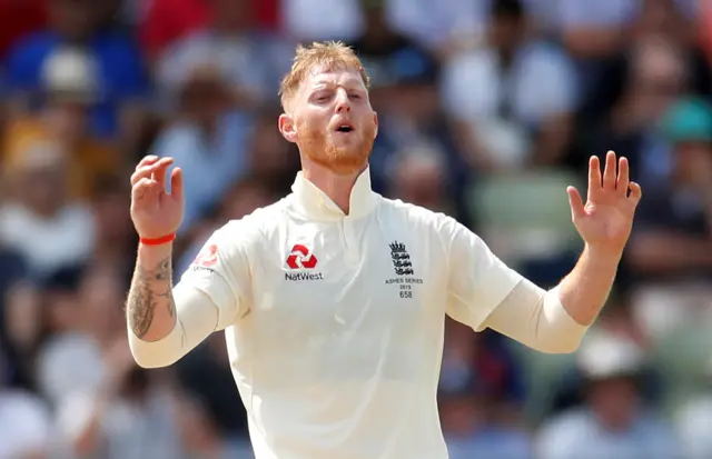 Ben Stokes reacts