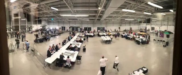 Panoramic view of the Brecon and Radnorshire by-election count