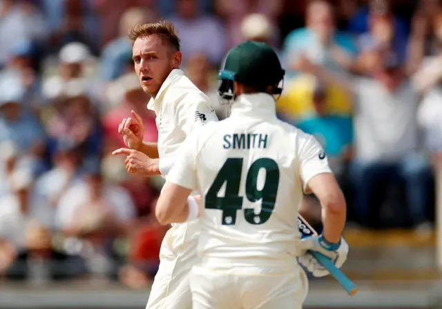England's Stuart Broad and Australia's Steven Smith